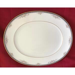 Noritake Ontario Oval Serving Platter 13.75”  Vintage Floral Gold Trim China